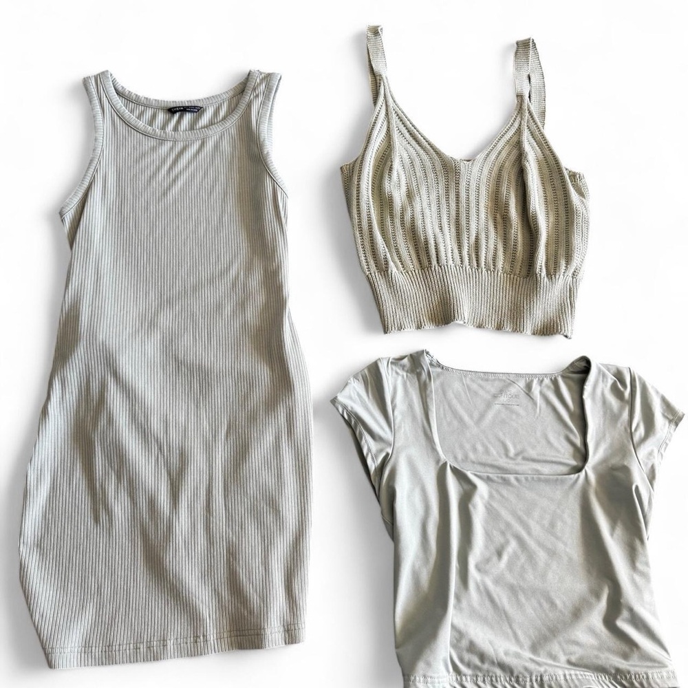 Girl’s 3 Pack Light Green Shirt 
Dress Crop Top Bundle Size Large